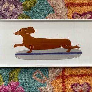 West Elm + Claudia Pearson Dachshund Surfing Ceramic Tray